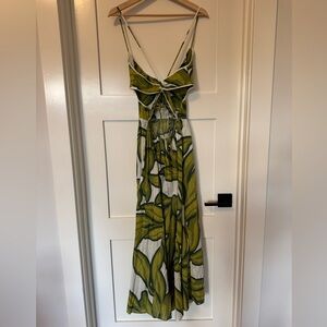 Green Leaf-Print Celandine Midi Dress XXS like new